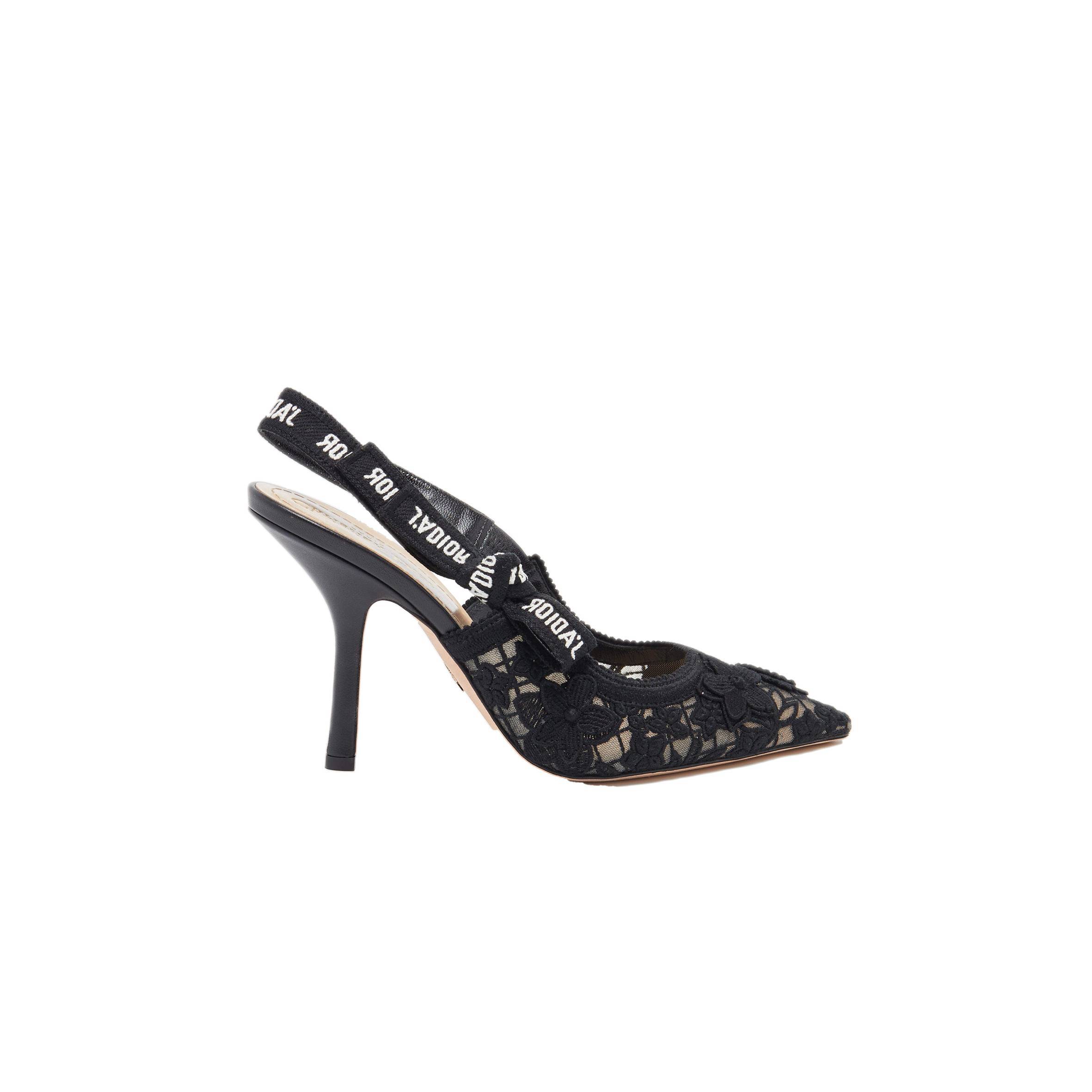 DIOR BLACK FLORAL LACE J'ADIOR POINTED TOE SLINGBACK PUMPS KCV039BYE900 